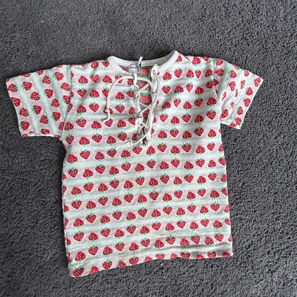 Vintage Strawberry Print Kids Shirt